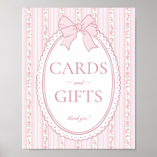 Pastellrosa Vintage Fancy Floral Karte & Geschenke Poster