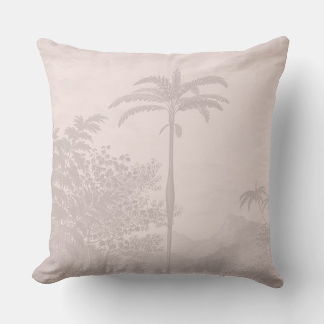 Pastellrosa Vintage Palmen Bohemisch Kissen (Vorderseite)