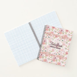 Pastellrosa Vintage Rose nahtlose Muster Notizbuch