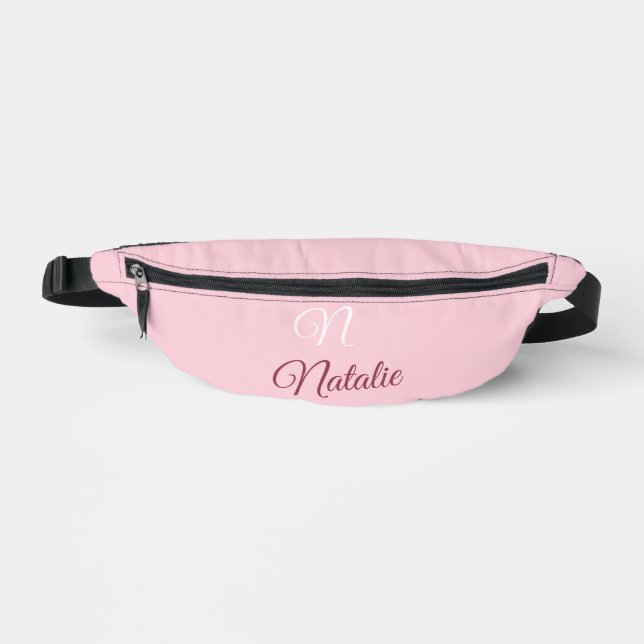 Pastellrosa Vollfarbe mit Monogramm Bauchtasche (Vorderseite)