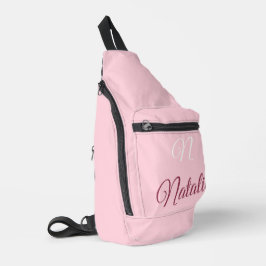 Pastellrosa Vollfarbe mit Monogramm Crossbody Bag