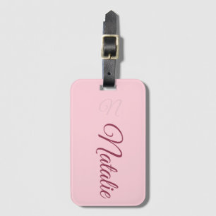 Pastellrosa Vollfarbe mit Monogramm Gepäckanhänger