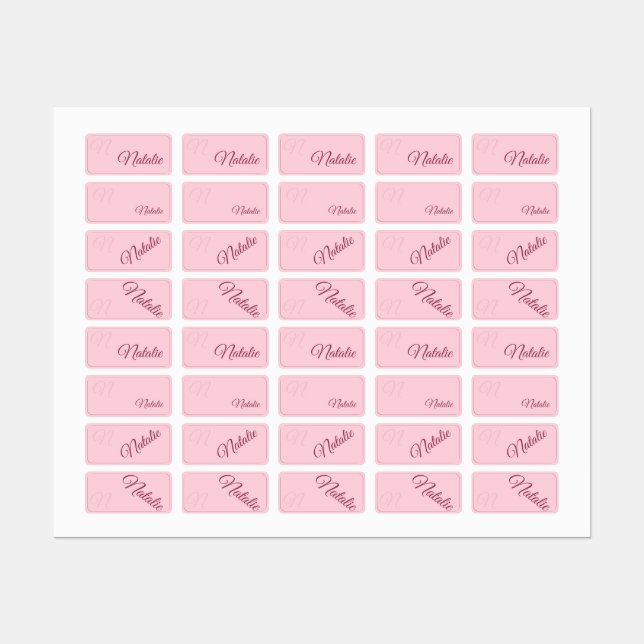Pastellrosa Vollfarbe personalisiert Etiketten (Blatt)