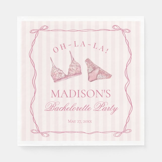 Pastellrosa Wäsche Dusche Junggesellinnenparty Serviette (Vorderseite)
