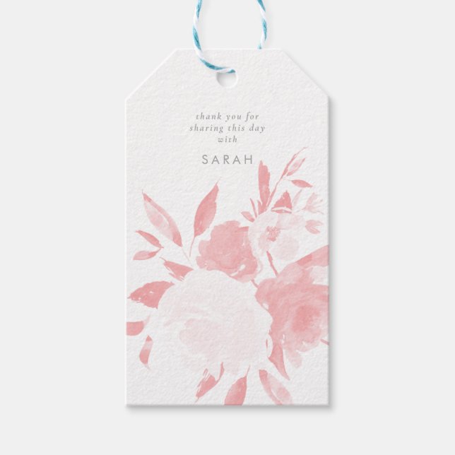 Pastellrosa Wasserfarben Geschenkanhänger (Vorderseite)