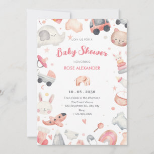 Pastellrosa-weiche Babydusche Einladung