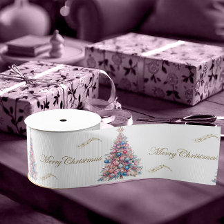 Pastellrosa Weihnachtsbäume Weihnachten Ripsband