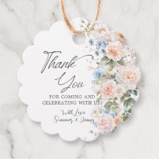 Pastellrosa Weiß Blaue Blumen Braut- Babyparty Geschenkanhänger