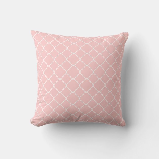 Pastellrosa-Weiß Quatrefoil Kissen (Vorderseite)