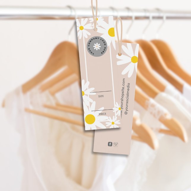 Pastellrosa Weiß Retro Daisy Logo Preis hängen Mar (Von Creator hochgeladen)