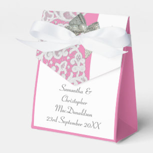 Pastellrosa-weiße Damastelhochzeit Geschenkschachtel