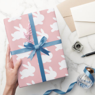 Pastellrosa Weiße Hase Ostern Muster Geschenk Geschenkpapier