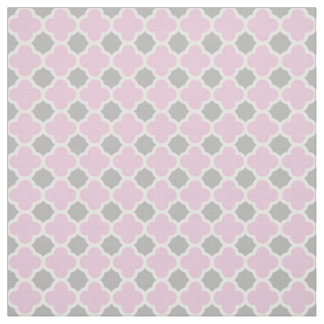 Pastellrosa weißes graues Quatrefoil Muster Stoff