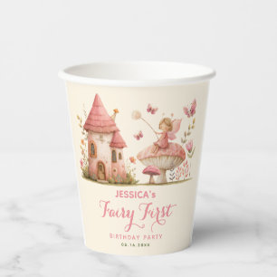 Pastellrosa Whimsical-Fee-First-Birthday-Party Pappbecher