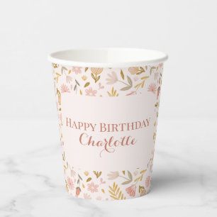 Pastellrosa-Wildblume Pappbecher