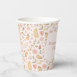 Pastellrosa-Wildblume Pappbecher