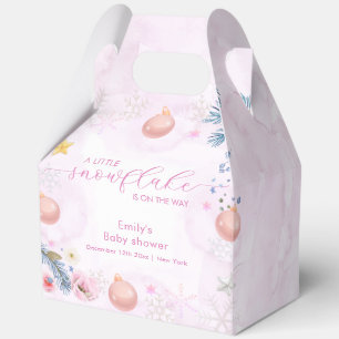 Pastellrosa Winter-Schneeflocken-Blumen-Baby-Party Geschenkschachtel