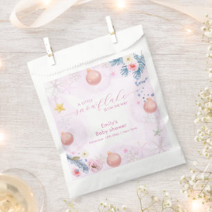 Pastellrosa Winter-Schneeflocken-Blumen-Baby-Party Geschenktütchen