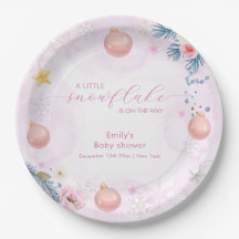 Pastellrosa Winter-Schneeflocken-Blumen-Baby-Party