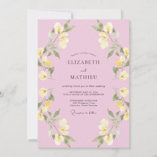 Pastellrosa zarte Blütenhochzeit Einladung