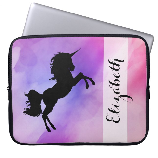 Pastellrosalila Unicorn entwarf Laptop-Hülse Laptopschutzhülle (Vorderseite)