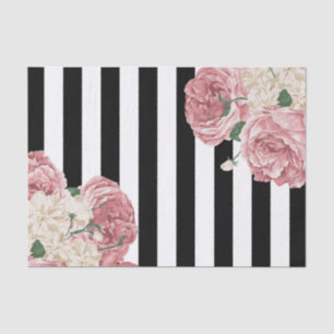 PastellRose, Schwarzes, weiße Streifen Seidenpapier