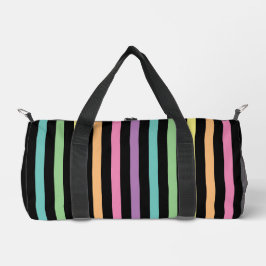 Pastellrost Muster auf schwarzen Streifen Duffle Bag