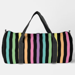 Pastellrost Muster auf schwarzen Streifen Duffle Bag