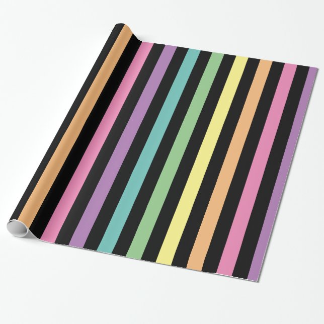 Pastellrost und schwarz Streifen Muster Geschenkpapier (Ungerollt)