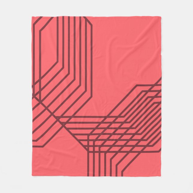 Pastellrot, einfach, modern, geometrisch fleecedecke (Vorderseite)