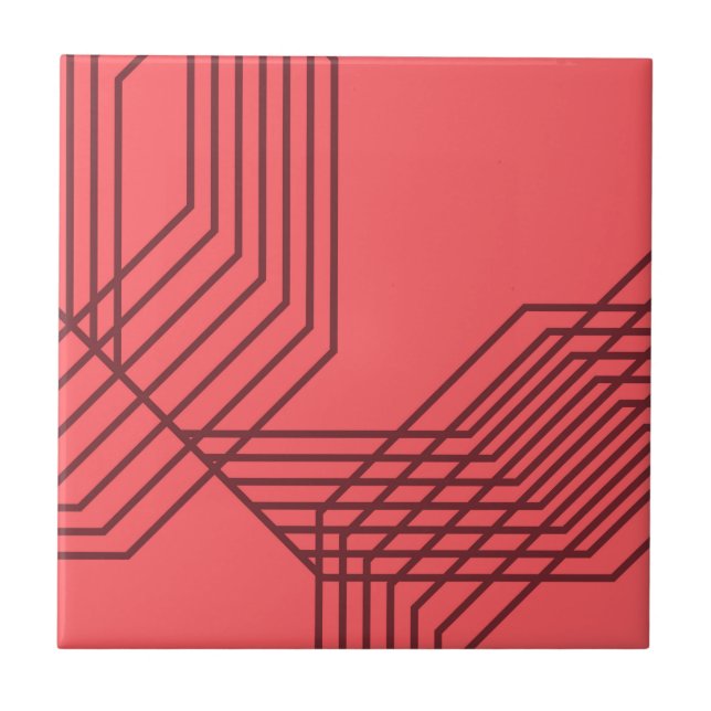 Pastellrot, einfach, modern, geometrisch fliese (Vorderseite)