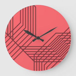 Pastellrot, einfach, modern, geometrisch große wanduhr