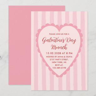 Pastellrot rosa handgezeichneter Galentine's Day B Einladung