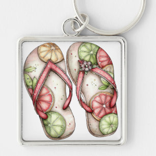 PASTELLROTE UND GRÜNE SOMMERFLIPP FLOPS SCHLÜSSELANHÄNGER