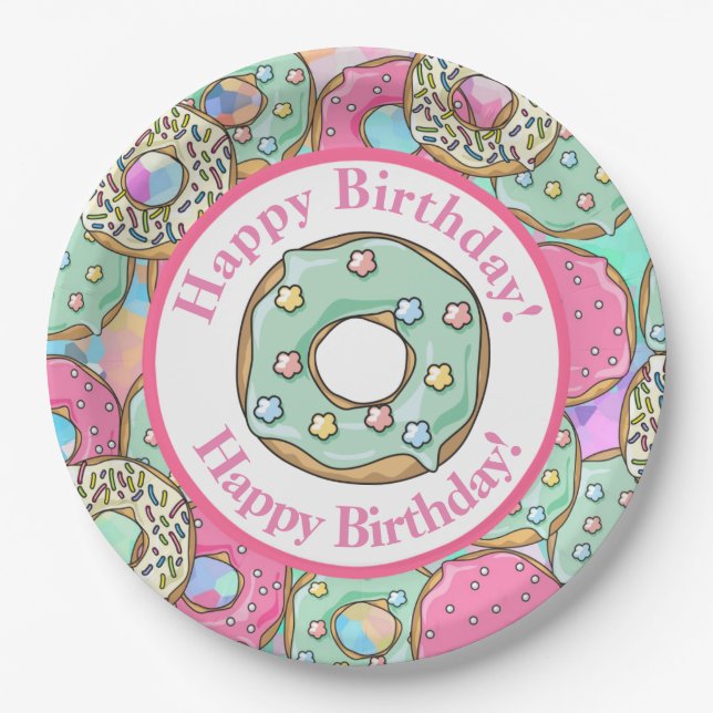 Pastellschaumgummiring-alles Gute zum Geburtstag Pappteller (Vorderseite)
