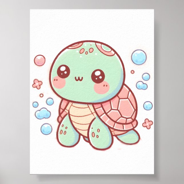 Pastellschildkröten-Design, sanfte Farbschildkröte Poster (Vorne)