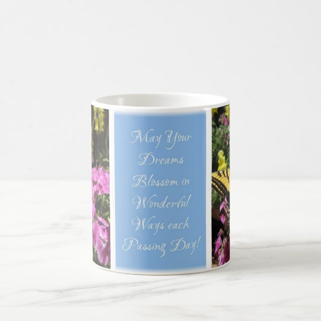 Pastellschmetterlings-Segen-Tasse - hellblaues Q2 Kaffeetasse (Mittel)