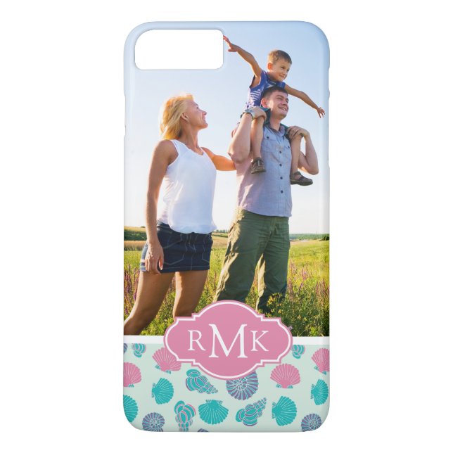 Pastellseashell-Muster | Ihr Foto u. Monogramm Case-Mate iPhone Hülle (Rückseite)