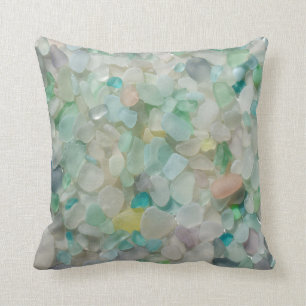 PastellseeglasstrandglasFotoquadrat Kissen