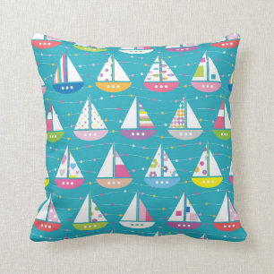 PastellSegelboot-Muster Kissen