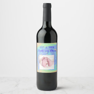 Pastellspirale-Willkommens-neues Baby "Sip u. Weinetikett