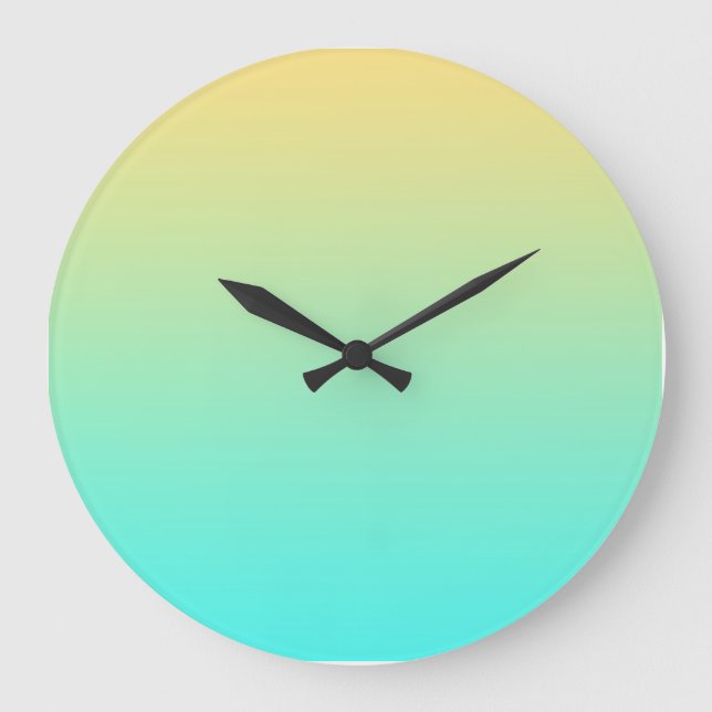 Pastellsteigungs-Hintergrund-Türkis-Gelb Große Wanduhr (Vorderseite)