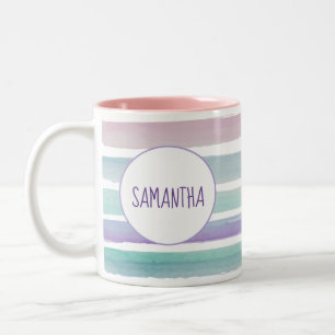 Pastellstreifen Blassrosa Lila Zweifarbige Tasse