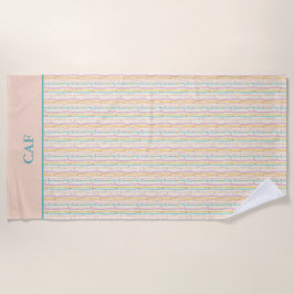 Pastellstreifen für Monogramm und Blume Rosa Aquam Strandtuch