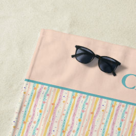 Pastellstreifen für Monogramm und Blume Rosa Aquam Strandtuch
