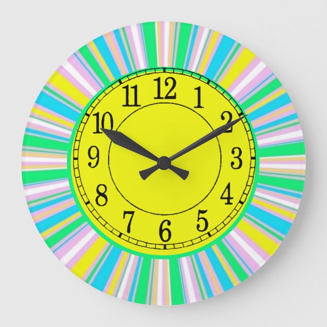 Pastellstreifen Große Wanduhr (Vorderseite)