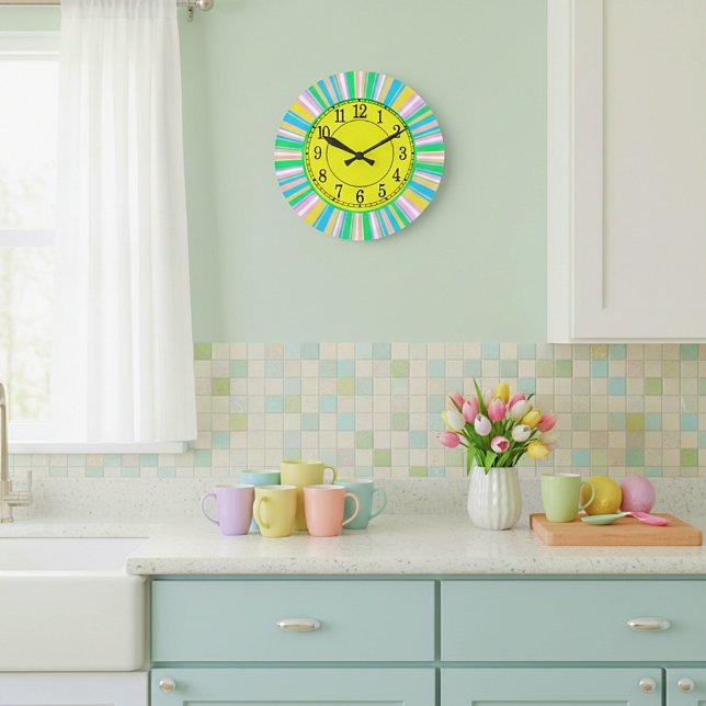 Pastellstreifen Große Wanduhr (Von Creator hochgeladen)