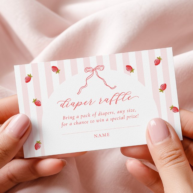 Pastellstreifen Himbeer-Baby-Shower-Windeln-Raffle Begleitkarte (Von Creator hochgeladen)