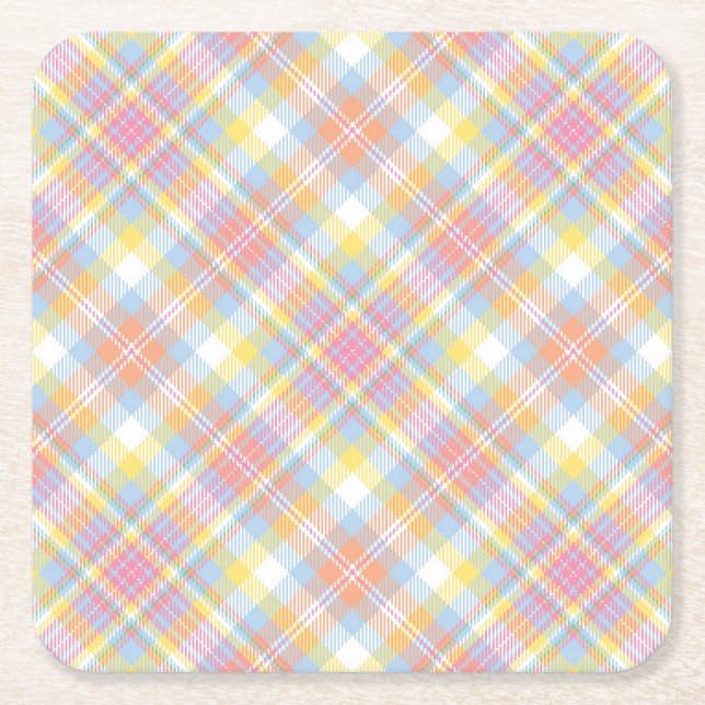 Pastellstreifen kariert rechteckiger pappuntersetzer (Vorderseite)