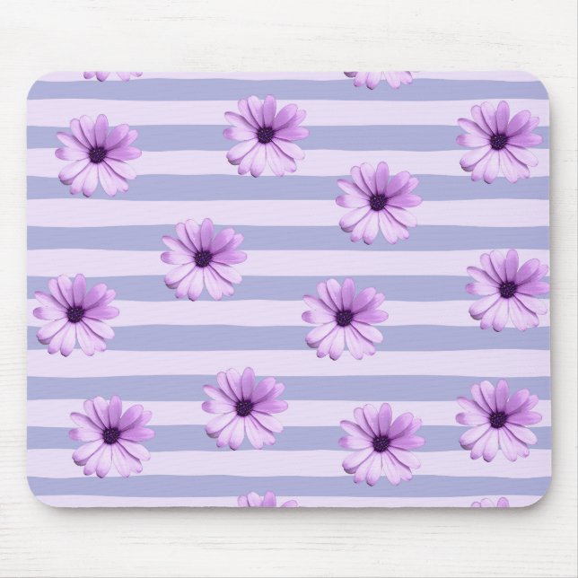 Pastellstreifen-Muster mit Daisis Mousepad (Vorne)